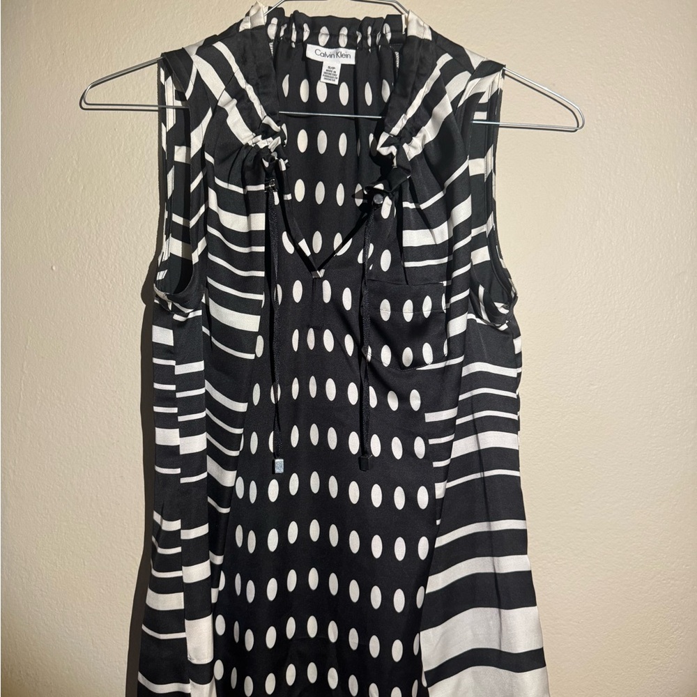Calvin Klein Black and White Polka Dot Blouse